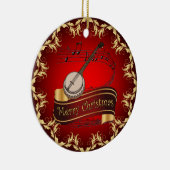 Banjo ~ Musical Scroll ~ Merry Kerst~ * ~ Keramisch Ornament (Rechts)