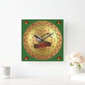 Banjo ~ Musical Scroll ~ "Merry Kerstmis"  Vierkante Klok (Huis)