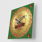 Banjo ~ Musical Scroll ~ "Merry Kerstmis"  Vierkante Klok (Hoek)