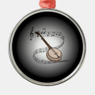 Banjo ~ Musical Wereldbol ~ Musical Instrument ~ Metalen Ornament