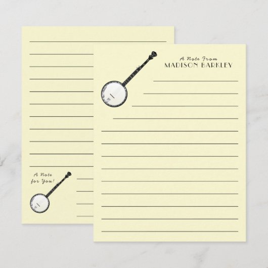 Banjo Musician Muziek Bedankkaart (Voorkant / Achterkant)