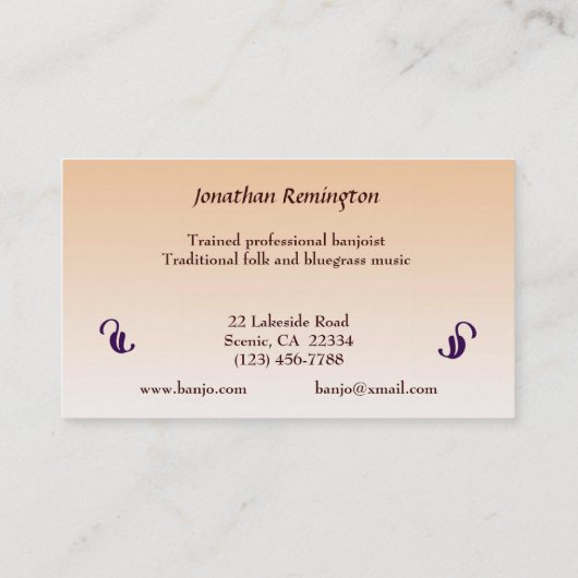 Banjo Musician Visitekaartje (Achterkant)