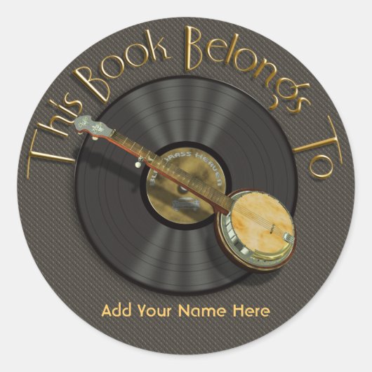 Banjo Muziek Bookplate Stickers (Voorkant)