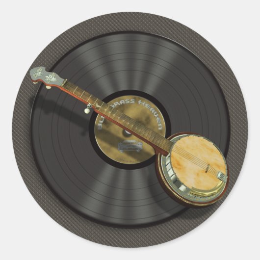 Banjo Muziek Ronde Stickers (Voorkant)