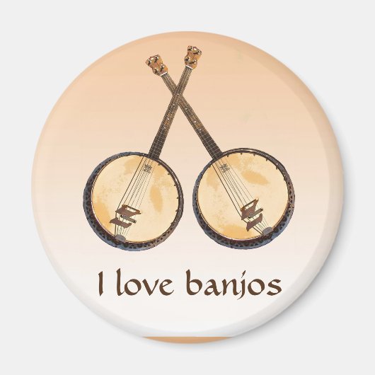 Banjo Muziekinstrument Oranje magneet (Voorkant)