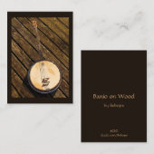 Banjo on Wood Music Instrument ATC Visitekaartje (Voorkant / Achterkant)