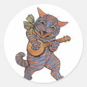 Banjo Palling Cat Ronde Sticker (Voorkant)