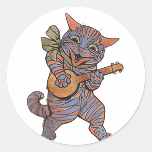 Banjo Palling Cat Ronde Sticker (Voorkant)
