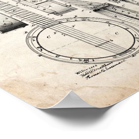 Banjo Patent - Old look Poster (Hoek)