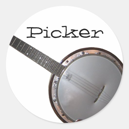 Banjo Picker Ronde Sticker (Voorkant)