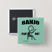 Banjo Play Boy Vierkante Button 5,1 Cm (Voorkant /achterkant)