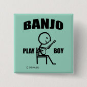 Banjo Play Boy Vierkante Button 5,1 Cm (Voorkant)