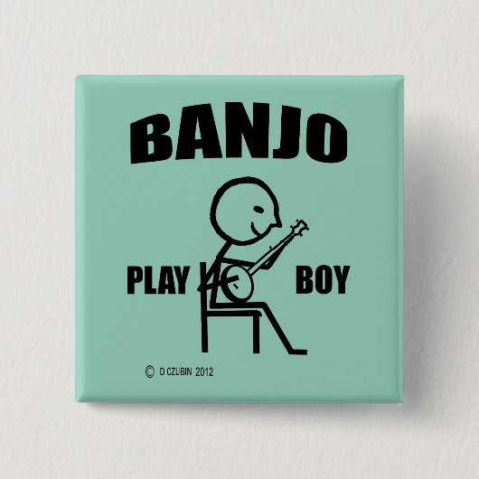 Banjo Play Boy Vierkante Button 5,1 Cm (Voorkant)