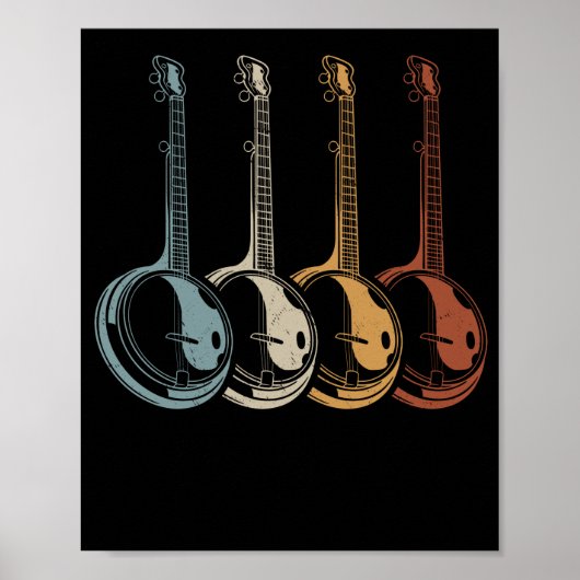 Banjo Player Folk Country Music Retro Banjos Poster (Voorkant)