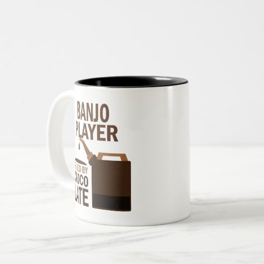 Banjo Player (Funny) Chocolate Tweekleurige Koffiemok (Voorkant links)
