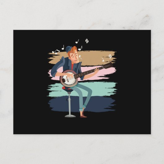 Banjo Player Mandolin Instrument Country Music Gif Briefkaart (Voorkant)