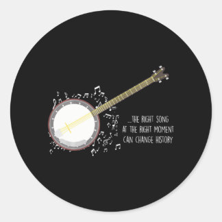 Banjo Player Muzieknoten Bluegrass Stringband Ronde Sticker