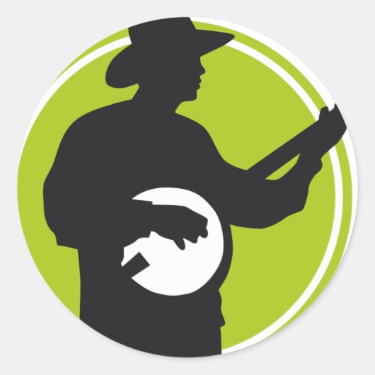 Banjo Player Ronde Sticker (Voorkant)