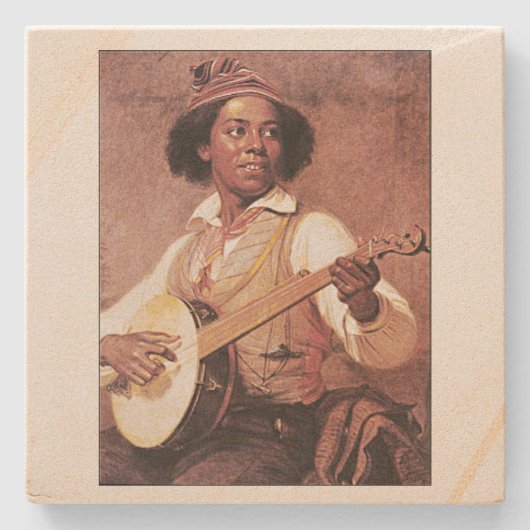 "Banjo Player" Stenen Onderzetter (Voorkant)