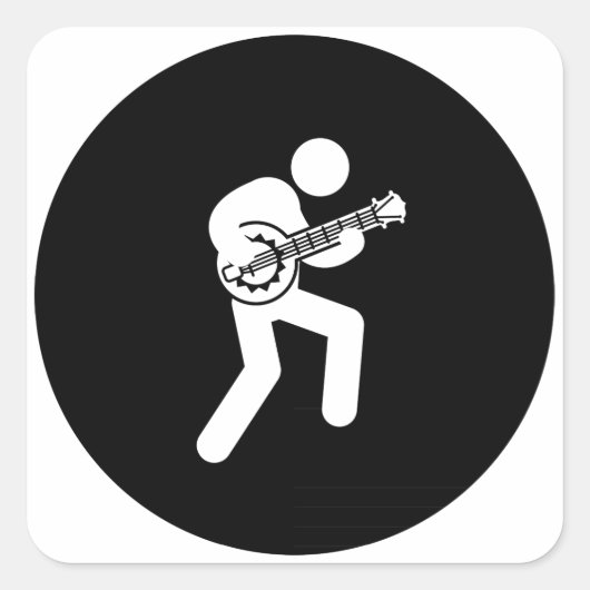 Banjo Player Vierkante Sticker (Voorkant)