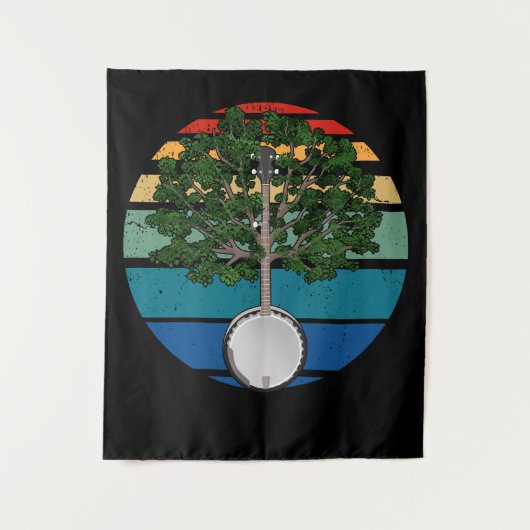 banjo Retro Country Music Gift Bluegrass Wandkleed (Voorkant)