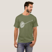 Banjo Shaped Word Art White Text T-shirt (Voorkant volledig)