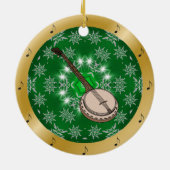 Banjo ~ Silver ~ Green ~ Gold ~ Kerstmis ~ Keramisch Ornament (Achterkant)