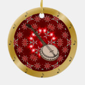 Banjo ~ Silver ~ Red~ Gold ~ Kerst~ Keramisch Ornament (Achterkant)