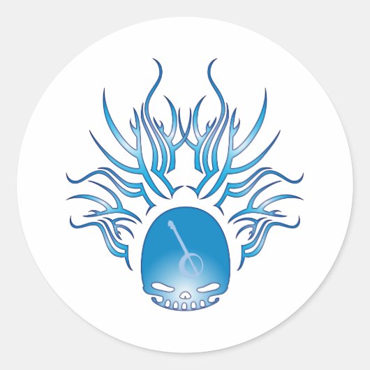 Banjo Skull Ronde Sticker (Voorkant)