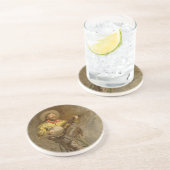 Banjo spelen Ranchero zingen Cowboy in het oude we Zandsteen Onderzetter (Zijkant)