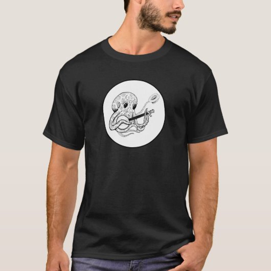 Banjo spelende Octopus T-shirt (Voorkant)