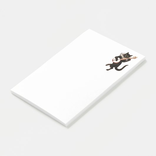 Banjo-spelende zwarte kat post-it® notes (Schuin)