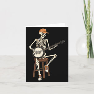 Banjo Speler Skelet Halloween Grappige Mannen Jong Kaart