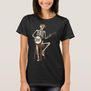 Banjo Speler Skelet Halloween Grappige Mannen Jong T-shirt