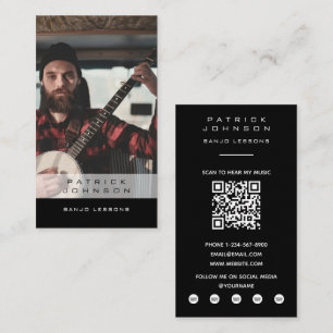 Banjo-spelles lessen Muzikant Muziek Foto QR-code Visitekaartje