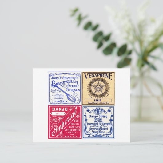 Banjo Strings Briefkaart (Staand voorkant)
