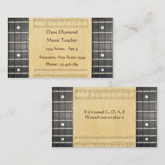 Banjo Strings Fretboard Visitekaartjes (Voorkant / Achterkant)