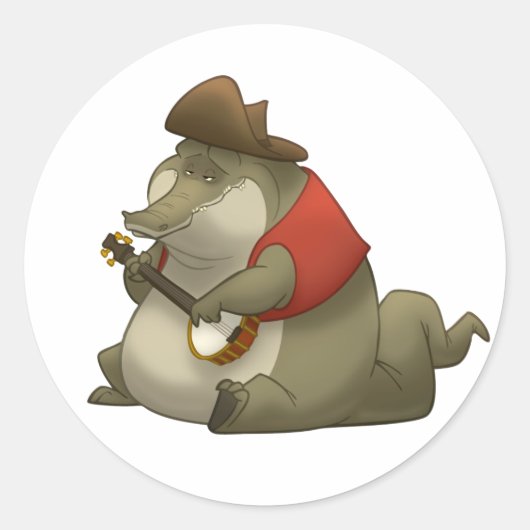 Banjo-Strummin’ Gator-Stickers Ronde Sticker (Voorkant)
