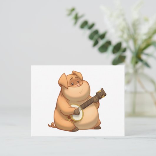 Banjo-Strummin' Pig Briefkaart (Staand voorkant)