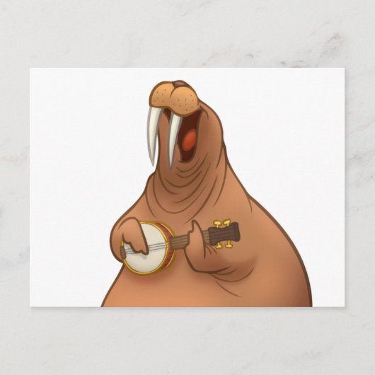Banjo-Strummin' Walrus Briefkaarten (Voorkant)