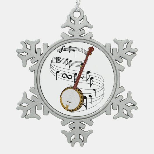 Banjo Tin Sneeuwvlok Ornament (Voorkant)
