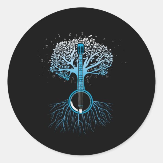 Banjo Tree Country Music Bluegrass Musician Gift Ronde Sticker (Voorkant)