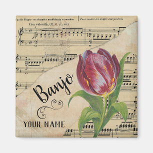 Banjo Tulip  Sheet Music Gepersonaliseerd Magneet