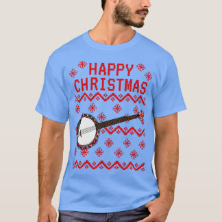 Banjo Ugly Christmas Banjoist Volksmuzikant T-shirt