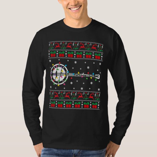 Banjo Ugly KerstSweater Banjo Kerstlight T-shirt (Voorkant)