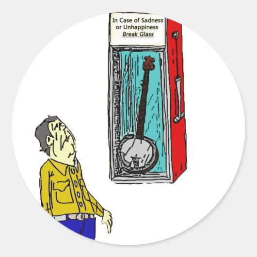 Banjo voor noodgevallen ronde sticker (Voorkant)