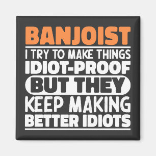 Banjoïst Ik probeer dingen grappig te maken voor b Magneet
