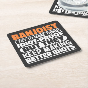 Banjoist Ik probeer dingen grappig te maken, zegge Kartonnen Onderzetters