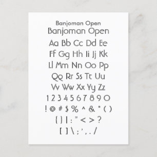 Banjoman Open - Voorbeeldvel Zazzle Font Briefkaart