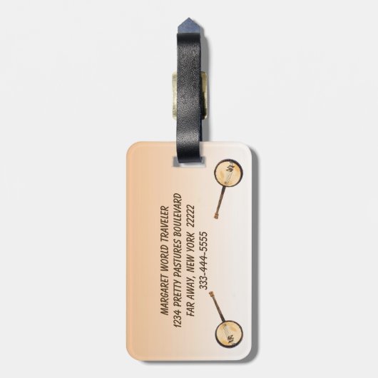 Banjos Music Instruments Bagagelabel (Achterkant verticaal)